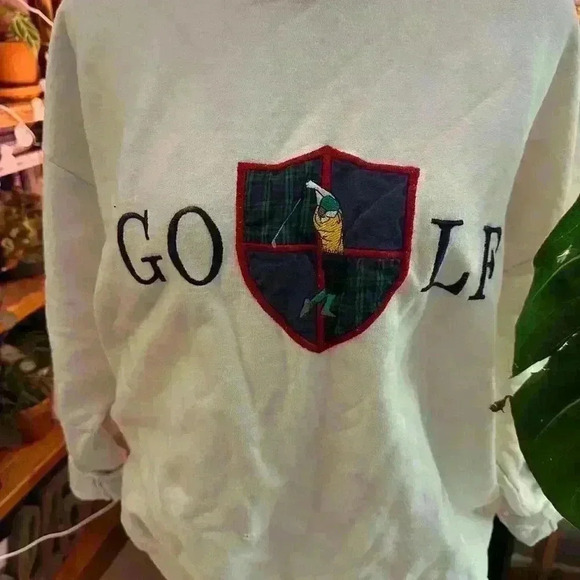 CAPE AISLE KNITTERS | VINTAGE GOLF white sweatshirt | SIZE LARGE | - Picture 2 of 7